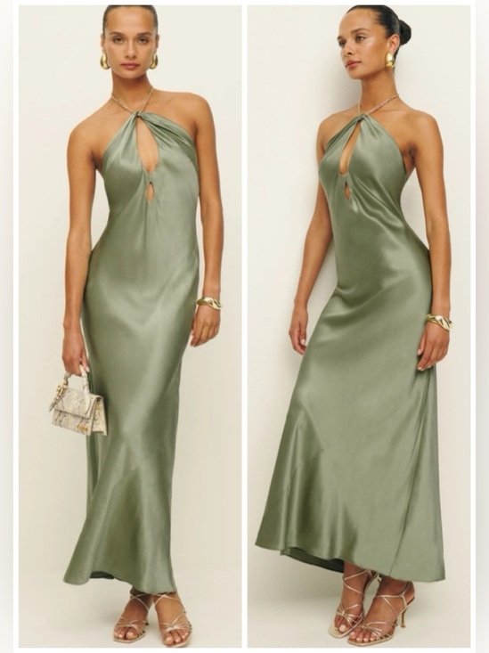 Reformation Dresses & Skirts - Reformation Yesenia Silk Green
Artichoke Maxi Dress SZ M